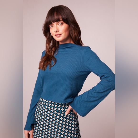 NEW Band Of The Free AVRIL TEAL MOCK NECK CROP TOP - Size Large - Picture 5 of 7